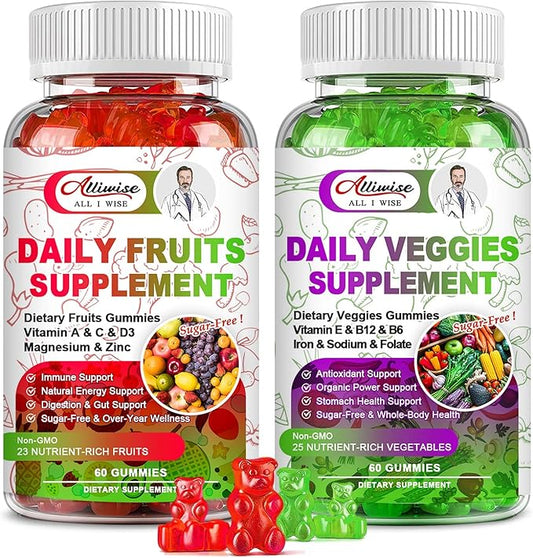 Sugar-Free Fruits and Veggies Gummies Supplement,