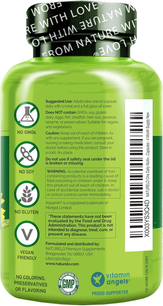 NATURELO One Daily Multivitamin for Women 120 Capsules 4 Month