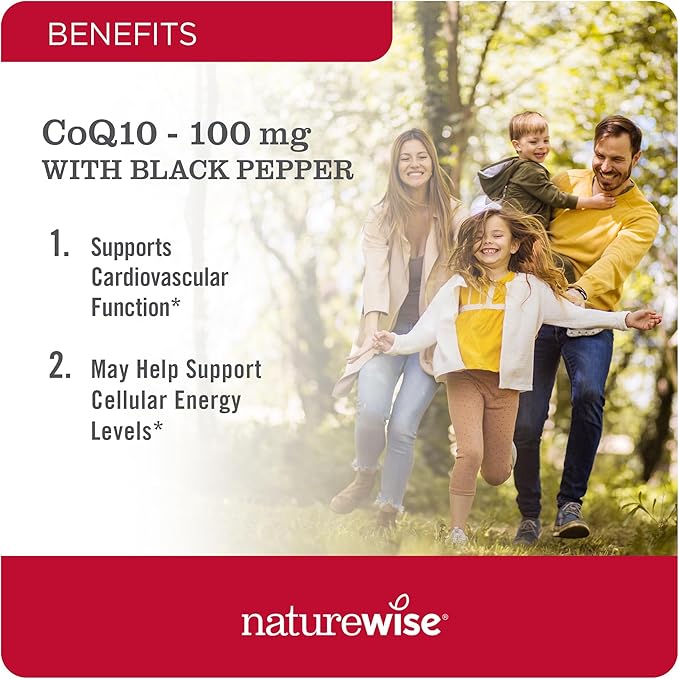 NatureWise CoQ10 100mg Softgels, High Absorption CoQ10 with 30 Softgels[1-Month Softgels[1-Month Supply]