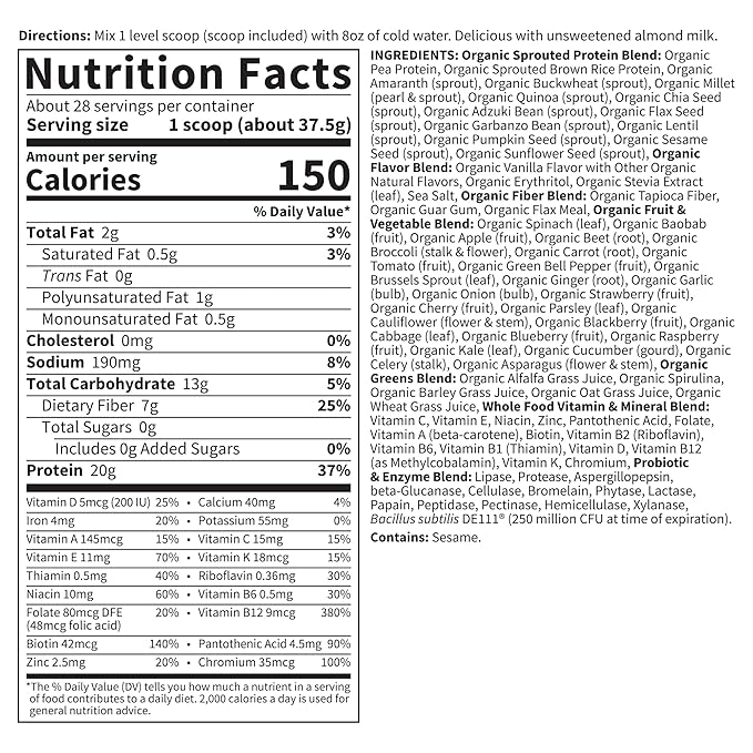 Garden of Life Vegan Protein Powder 28 Servings