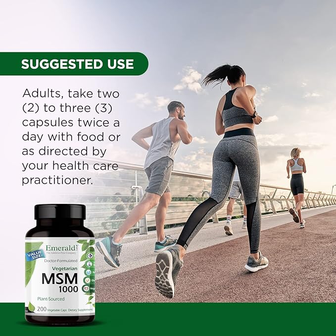 EMERALD LABS MSM 1000mg 200 Vegetable 100-Day Supply)