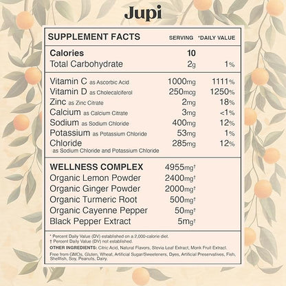 Hydration & Wellness Powder – Turmeric Shots, Ginger Shots, Vitamin C Supplement for Energy, Immune Support & Digestive Health – Vegan, Gluten-Free Daily Drink Mix for Men & Women, Citrus Flavor