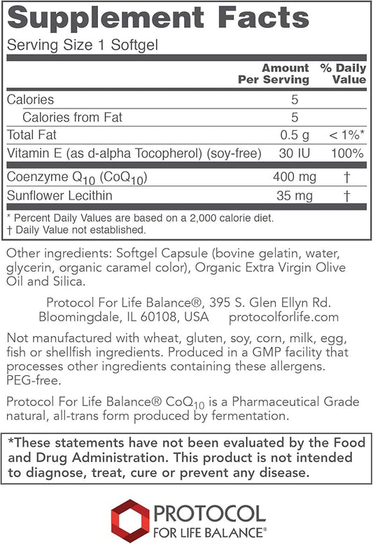 Protocol CoQ10 400mg with Vitamin E 60 Softgels