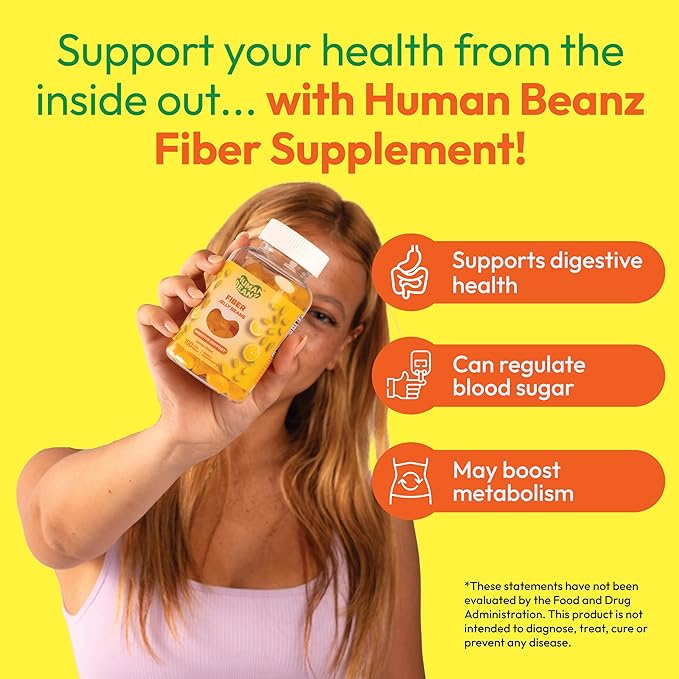 Fiber Jelly Bean Gummies for Adults, Fiber Supplement for Digestive Health, Vegetarian Fiber Gummy, 150 Jellybeans