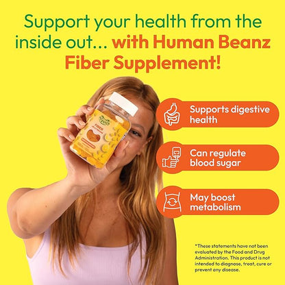 Fiber Jelly Bean Gummies for Adults, Fiber Supplement for Digestive Health, Vegetarian Fiber Gummy, 150 Jellybeans