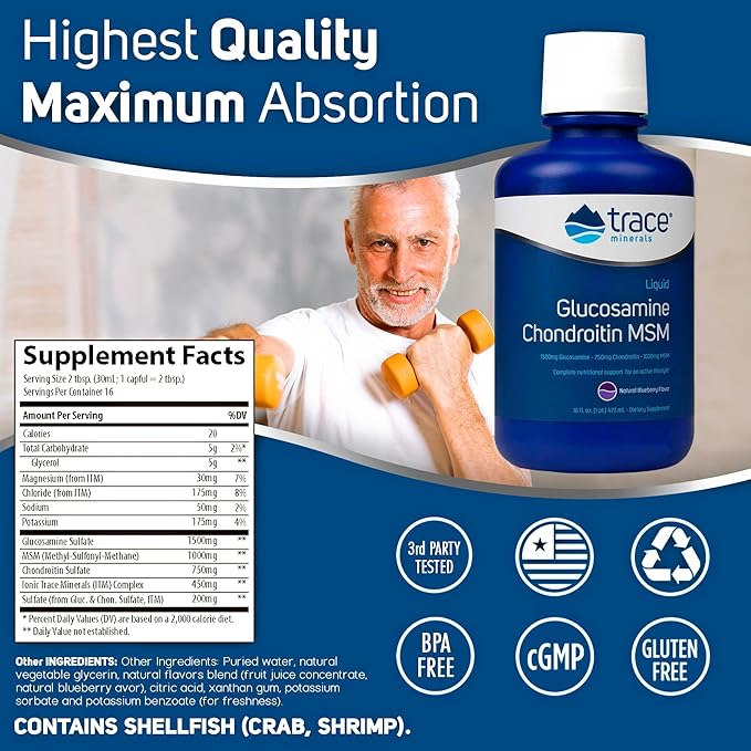 Trace Minerals | Liquid Glucosamine Chondroitin 16 Servings, 16 fl