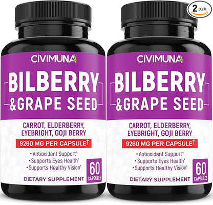 (2 Packs) Bilberry Capsules 9260mg 4 Months