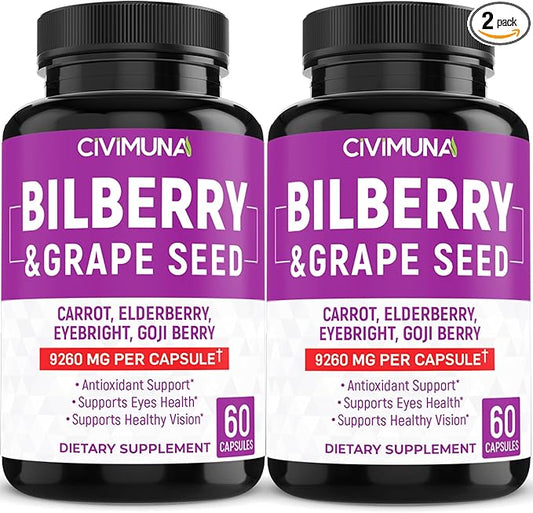 (2 Packs) Bilberry Capsules 9260mg 4 Months
