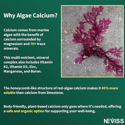 (2 Pack) Algae Calcium Gummies 600mg D3, C,