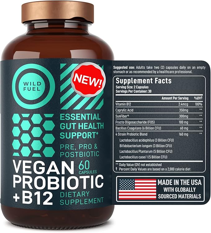 Vegan Probiotic Plus B12-22 Billion CFU B12 with 60 Gluten-Free
