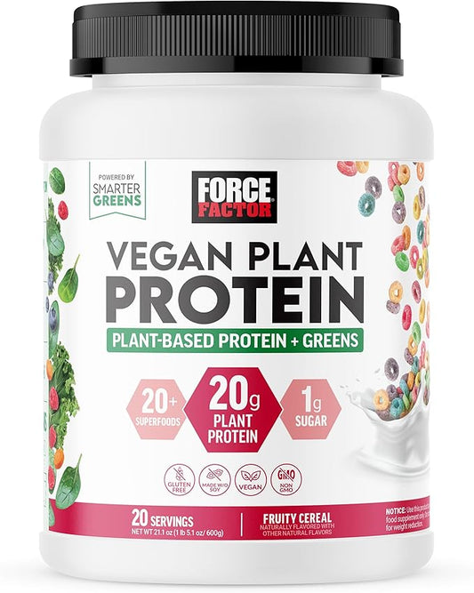 FORCE FACTOR Vegan Plant Protein, Plant-Based 20g Plant 20 Servings