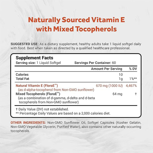 Naturalis Sunflower Vitamin E 670mg (1000 60 Softgels