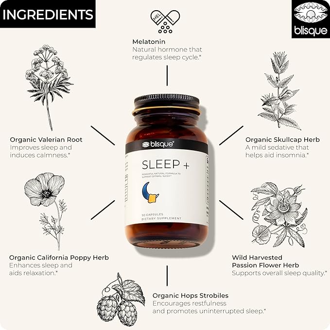 Blisque – Natural Sleep Aid Supplement 90 Capsules