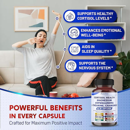 CORTISOL Health Ashwagandha 6000mg Magnesium 100mg 500mg L-Theanine