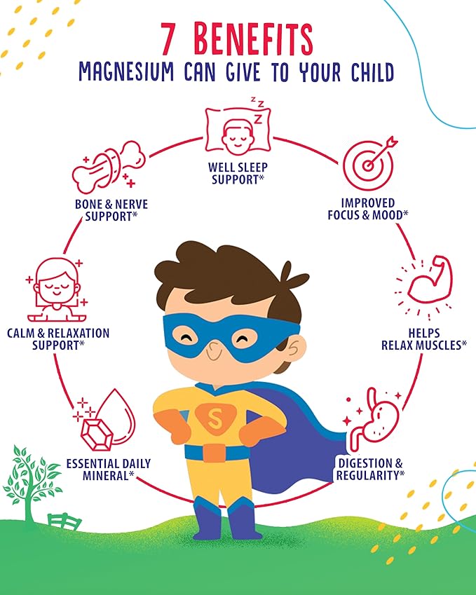 Sugar-Free Magnesium Gummies for Kids & Teens - 500mg Calm Magnesium Citrate Gummies - Chewable Magnesium Gummy Supplement for Sleep, Mood & Muscle Support