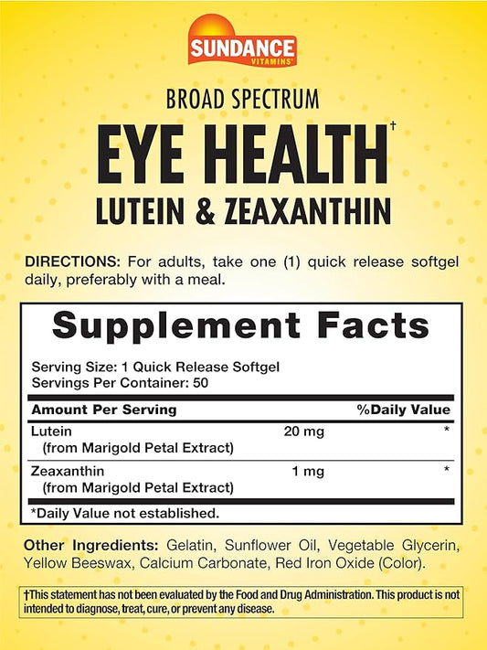 Sundance Lutein and Zeaxanthin Supplement 50 Softgels