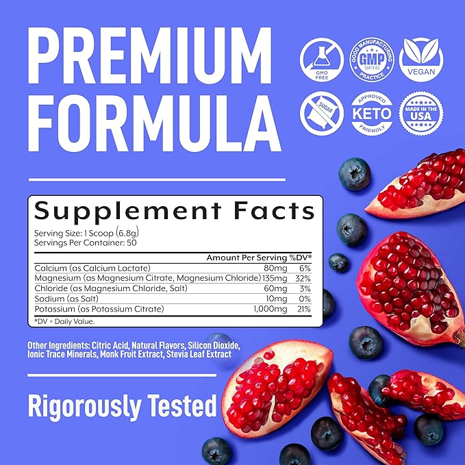 Keppi Blueberry Pomegranate Electrolytes Powder Packets – 30 Sugar Free Hydration Packets, Keto-Friendly Hydration Packets Perfect for Travel, Gym, and Everyday Refreshment