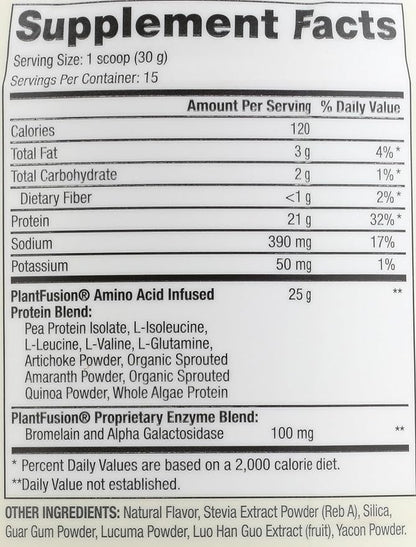 PlantFusion Complete Vegan Protein Powder - Plant Based Protein Powder With BCAAs, Digestive Enzymes and Pea Protein - Keto, Gluten Free, Soy Free, Non-Dairy, No Sugar, Non-GMO - Vanilla Bean 1 lb