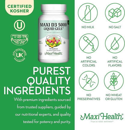 Vitamin D3 5000 IU Softgels 125 mcg D3 Vitamin 5000 IU 5000 IU 3 VIT (180 Count)