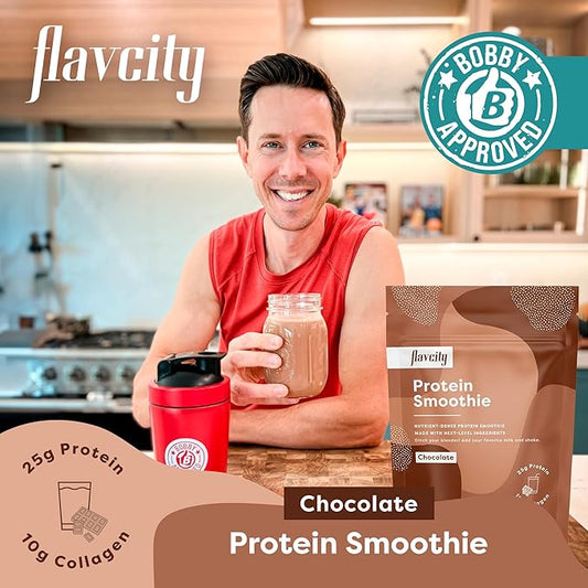 FlavCity Protein Powder Smoothie, Chocolate 100% Grass-Fed (25g of (40.42 oz)