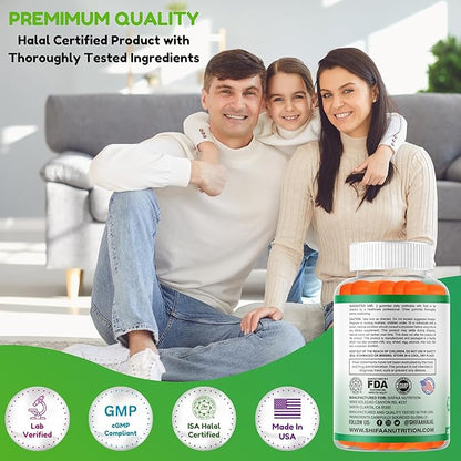 Halal & Gluten Free Fiber Gummies for Kids & Adults | 3g, 30-60 Servings | 60 Gummies | Improves Digestive Health, Immunity & Gut Health | Vegan Prebiotic | Non-GMO, Gelatin-Free