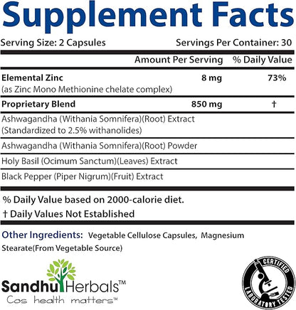 Ashwagandha Supplement|60 Organic 4 in 1 1 Month Supply|8000mg with