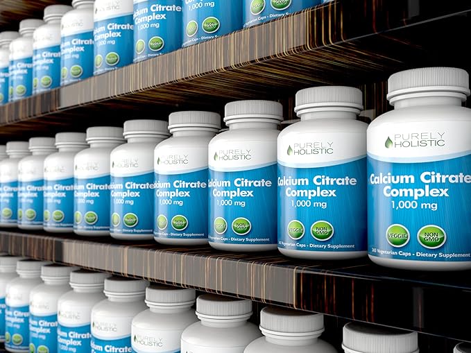 Calcium Citrate 1000mg - 365 Vegan Capsules not Tablets with Added Parsley, Dandelion and Watercress - Without Vitamin D - Made in The USA by Purely Holistic