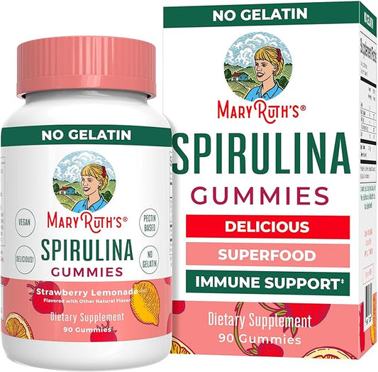 MaryRuth Organics Spirulina Gummies Made with Organic Spirulina | Superfood Gummies for Ages 14+ | Vegan | Non-GMO | 90 Count