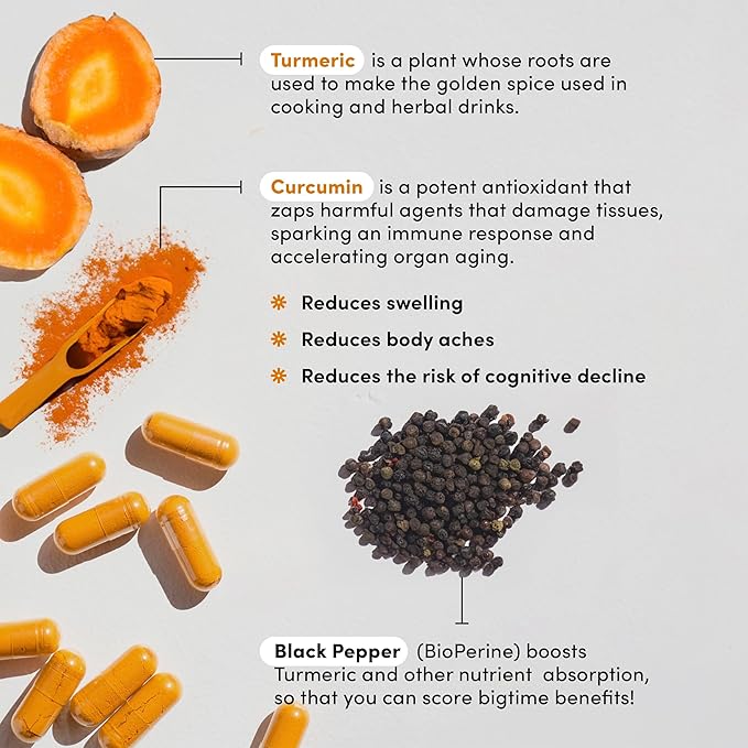 Turmeric Curcumin with Black Pepper 500mg Extract 95% Curcuminoids 60 capsules
