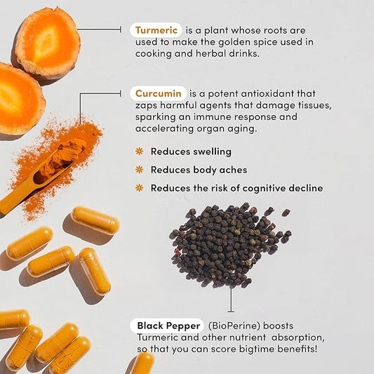 Turmeric Curcumin with Black Pepper 500mg Extract 95% Curcuminoids 60 capsules