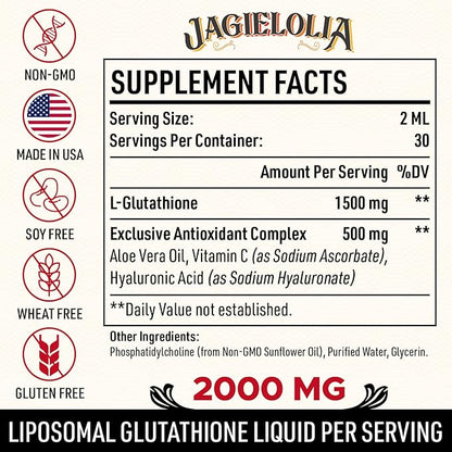 2000MG Liposomal Glutathione Liquid, Made in 20 Floz