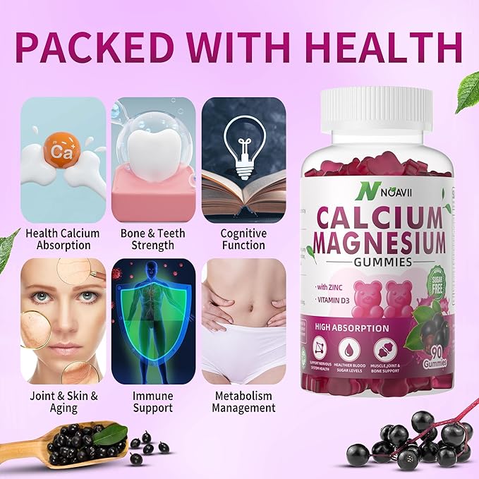 Calcium Magnesium Zinc Gummies with Vitamin D3, ashwagandha Flavor-90 Count