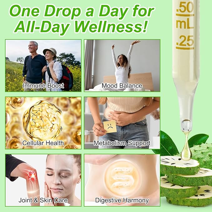 (2 Pack) Soursop Graviola Liquid Drop, Nature Soursop Extract Liquid for Cell Support & Regeneration, Immunity, Liver & Antioxidant, Easy to Absorption