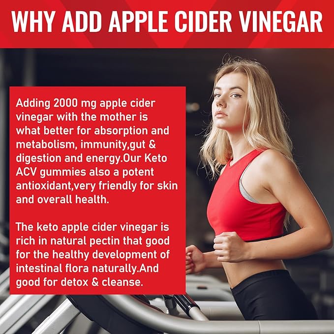 Apple Cider Vinegar Gummies, Keto ACV Gummies with Probiotics, Vitamin B12 & Keto Support, 2000 mg ACV Gummies with Mother for Digestion, Metabolism, Cleanse & Detox Diet, Vegan, Low Sugar, 120 Counts