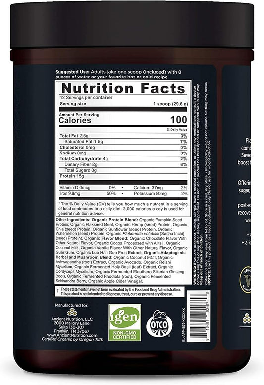 Ancient Nutrition Plant Based Protein Powder, 15g Protein 12 Serving