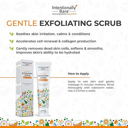Intentionally Bare Gentle Face Scrub - Pro-Aging Facial Scrub with MCT Oil - Exfoliator for Women's Dry Skin - All Skin Types - 3.4oz