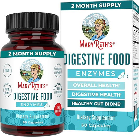 MaryRuth Organics Digestive Enzymes Capsules | Up to 2 Month Supply | Enzyme Supplement for Gut Health Support | Digestion & Immune Support with Amylase | Lipase & Lactase | Vegan | 60 Count