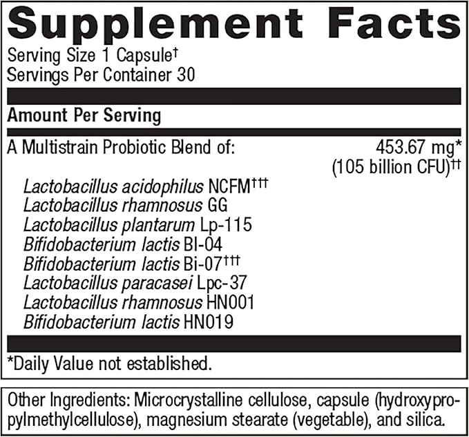 Metagenics UltraFlora BiomePro, Daily Multistrain Probiotic 30 Capsules, 1 Month
