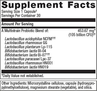 Metagenics UltraFlora BiomePro, Daily Multistrain Probiotic 30 Capsules, 1 Month