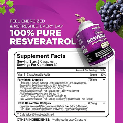 Nutrivein Resveratrol 1450mg 120 Capsules