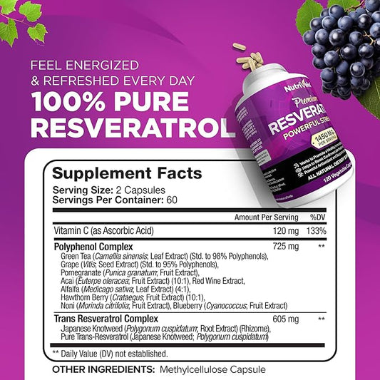 Nutrivein Resveratrol 1450mg 120 Capsules