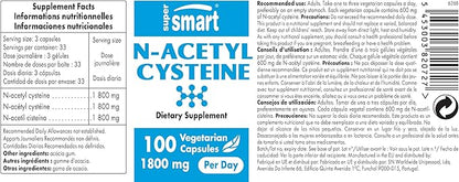 SuperSmart - N-Acetyl Cysteine 1800mg per 100 Vegetarian
