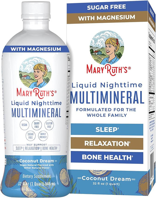 MaryRuth Organics Nighttime Liquid Multimineral Sleep 4 Flavor, 32 Servings