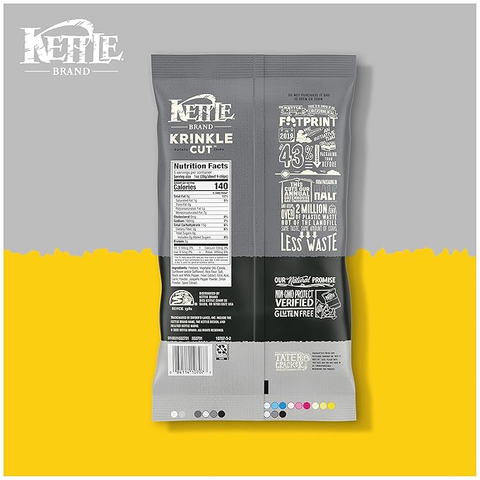 Kettle Foods Potato Chips Krinkle Salt & Fresh Ground Pepper, 5 Oz