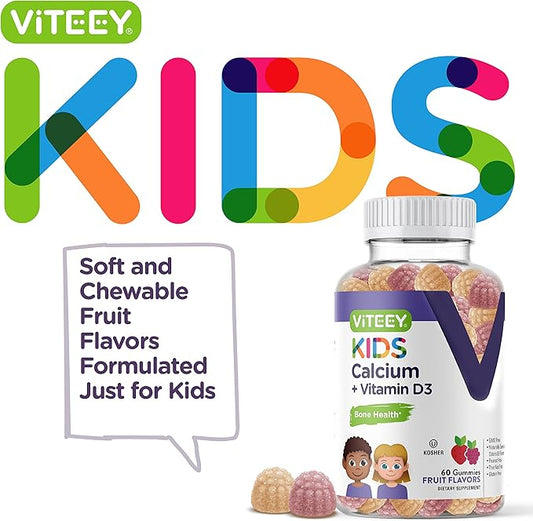 Kids Calcium Gummies with Vitamin D3 500mg plus D3 1000iu 1000iu -