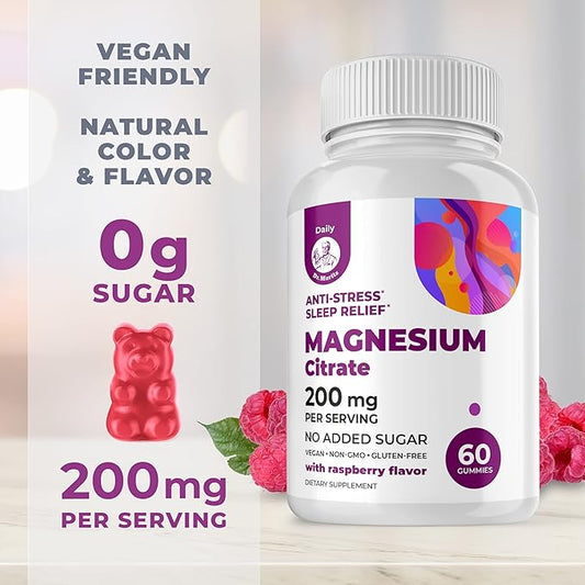 DR. MORITZ Magnesium Gummies Sugar-Free - Calm Magnesium Gummies Supplement for Children, Sugar-Free Magnesium Calm Chews for Kids & Adults (60 Count)