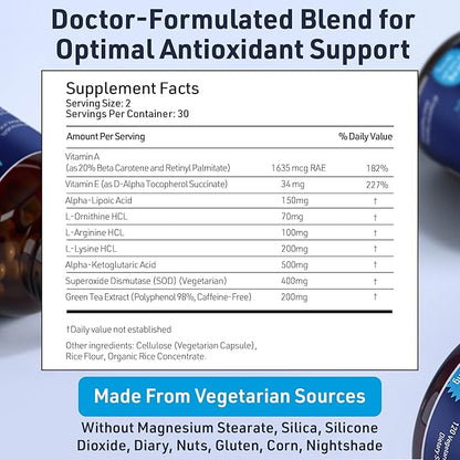 SOD Antioxidants Complex Healthy Aging Supplement 400mg of -60 Capsules