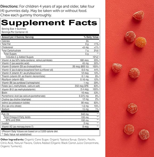 SmartyPants Kids Multivitamin Gummies and Probiotic 3 Fish D3, C, B12, B6, B6, Digestive (30 Day