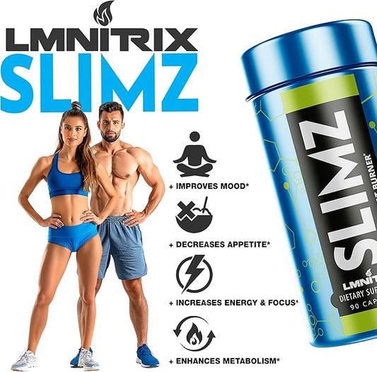 SLIMZ Fat Burner & Mood Enhancer - Diet Pills That Work - Weight Loss Supplement - Lose Weight, Get Rid of Stress and Take Control of Your Wellness Journey - 90 Capsules
