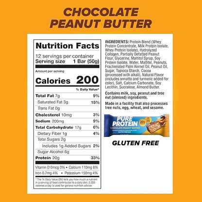 Pure Protein Bars, High Protein, Nutritious 12 Count 12 Count